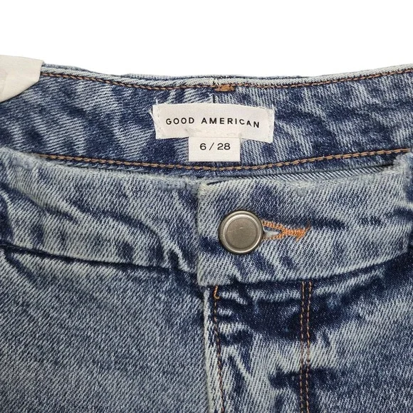 Good American Good Skate Jeans Womens 28 High Rise Loose Leg Step Insert Outseam